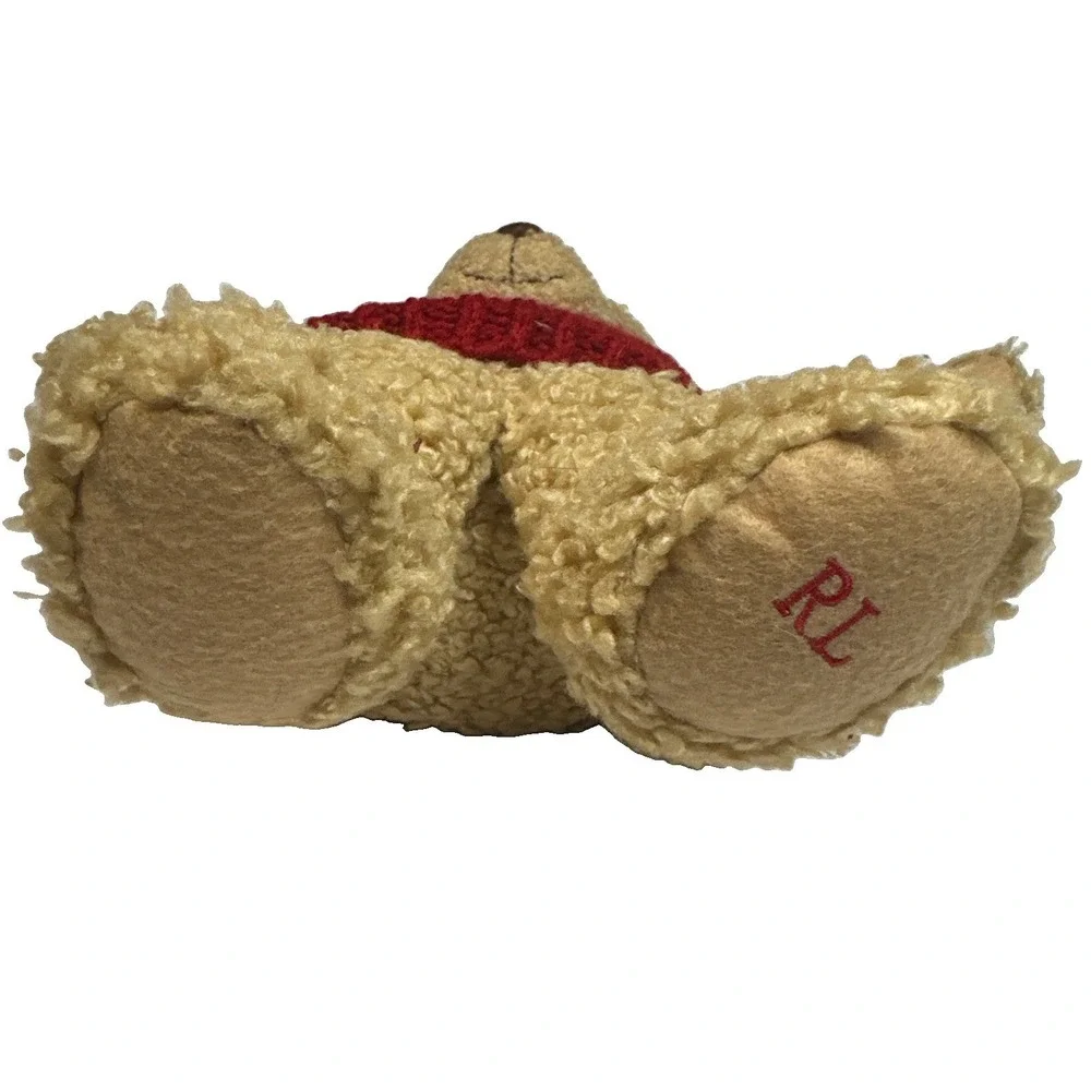 Vintage Polo Ralph Lauren Teddy Bear Brown Plush 2006 Red Green Knit Sweater